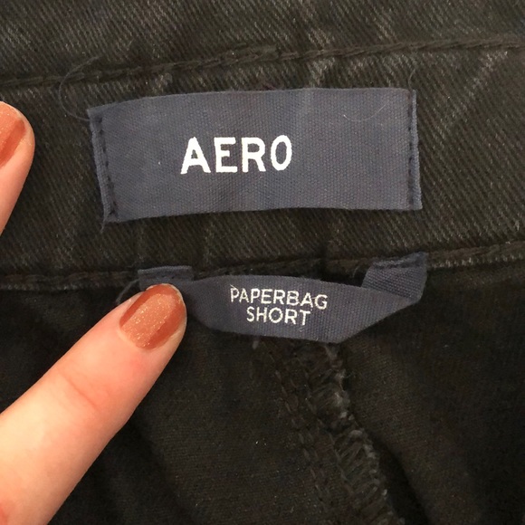 Women’s black denim paper-bag shorts (M) - Picture 3 of 3